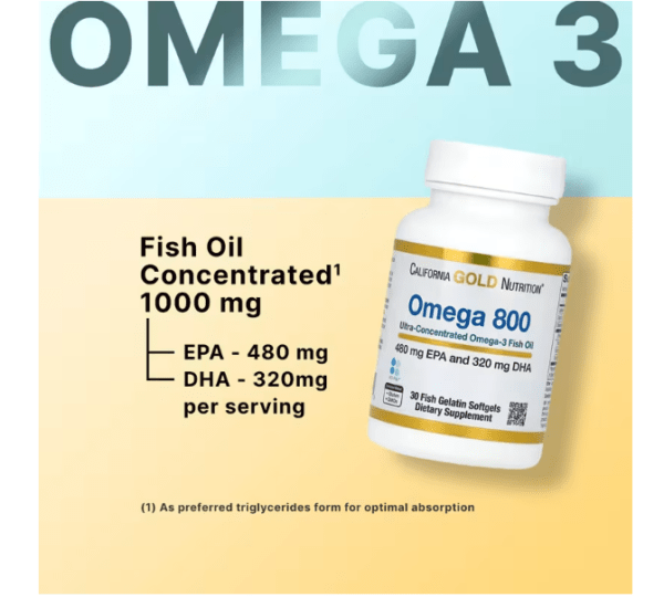 Omega 3 advertisement with bottle