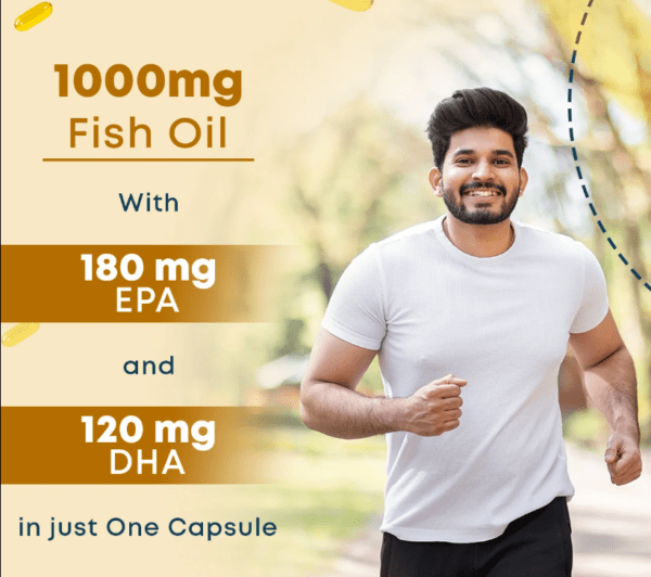 A man healthy walk with Omega-3 Fish Oil Capsules