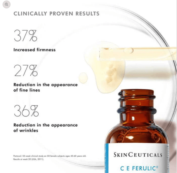 Advanced Vitamin C Serum with Ferulic Acid bottle with features
