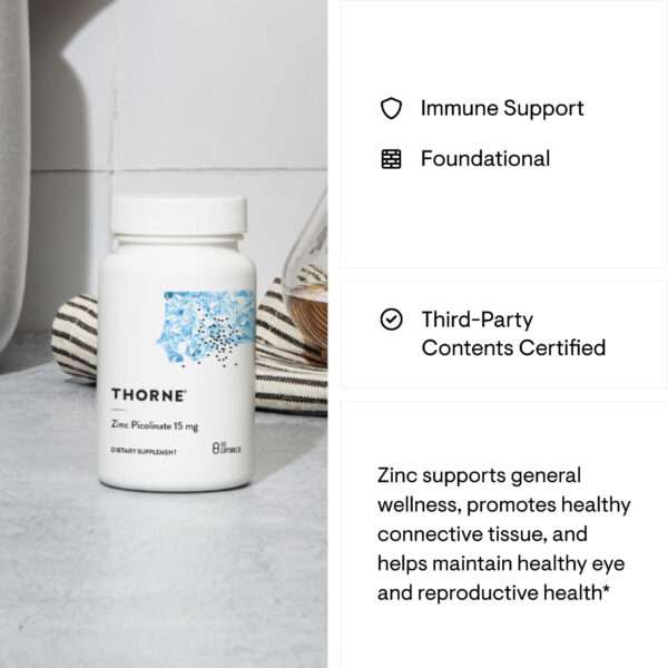 Throne Zinc picolinate bottle with descrption